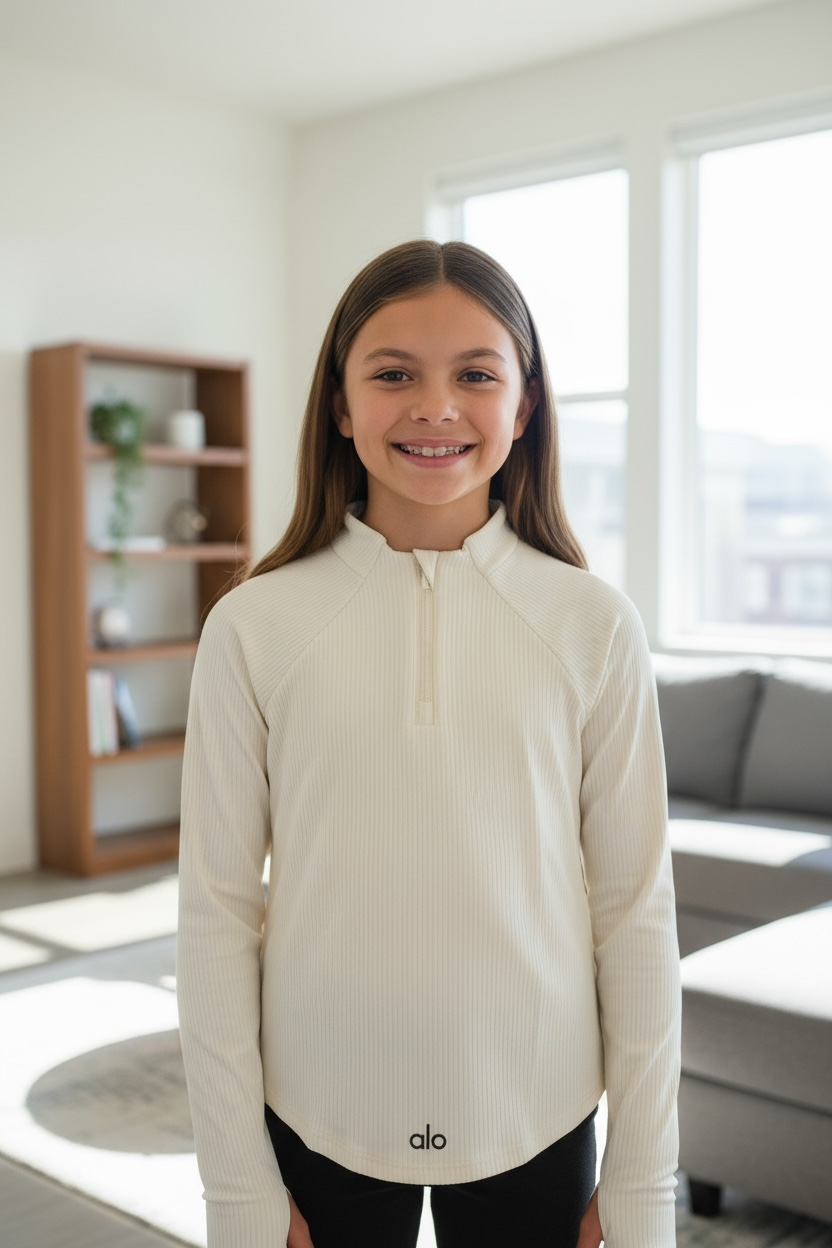 Girls Quarter Zip Athletic Top