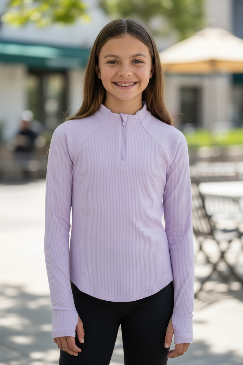 Girls Quarter Zip Athletic Top