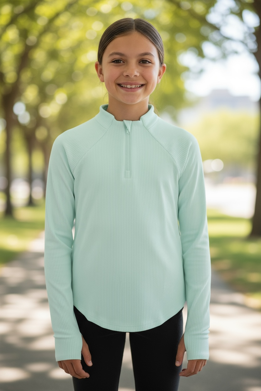 Girls Quarter Zip Athletic Top