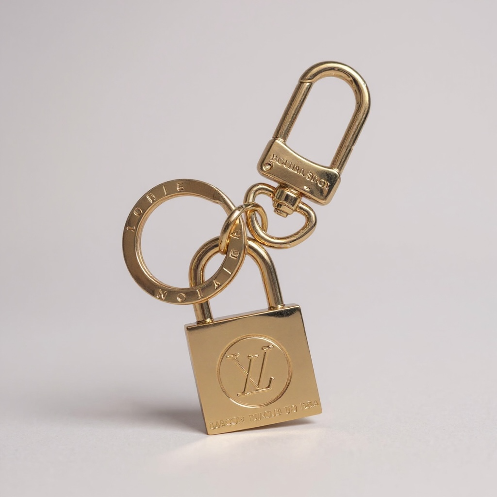 Gold Lock Bag Charm or Key Holder