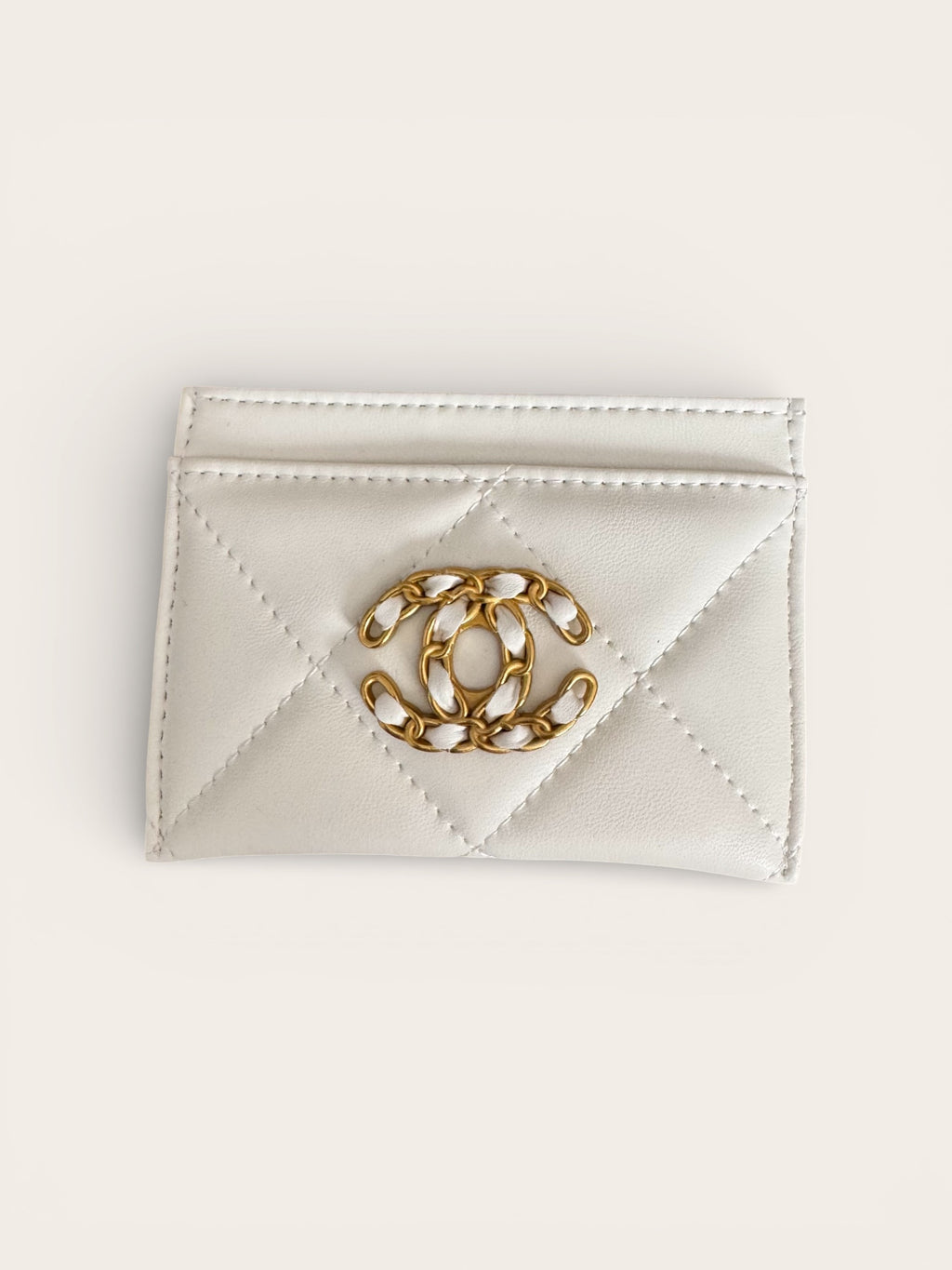 White & Gold Lettered Card Holder