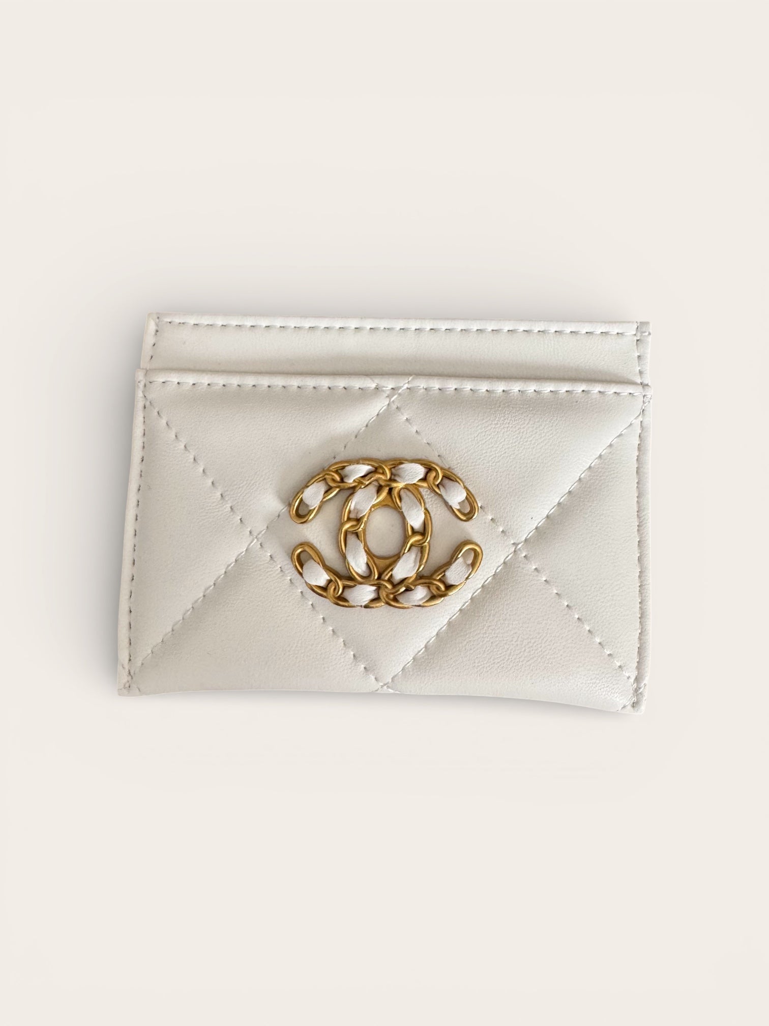 White & Gold Lettered Card Holder