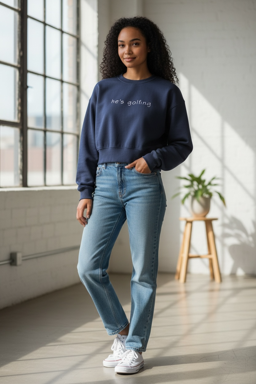 'he's golfing' Cropped Sweatshirt