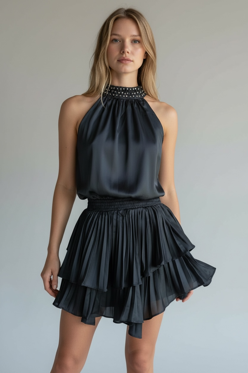 Mini Satin Romper Dress