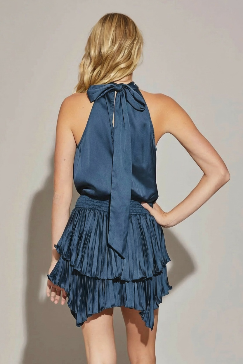 Mini Satin Romper Dress