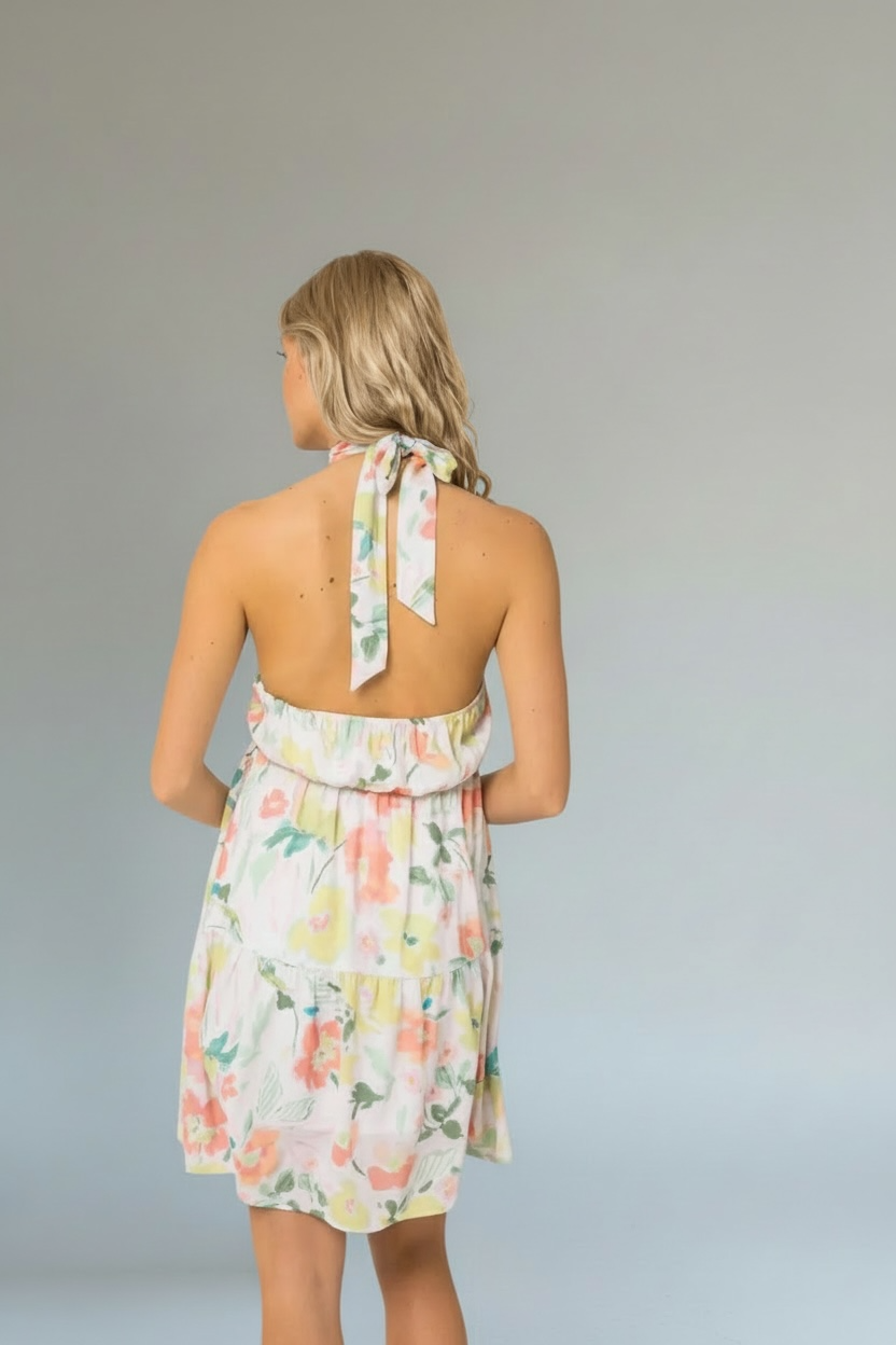 Floral Boho Halter Dress