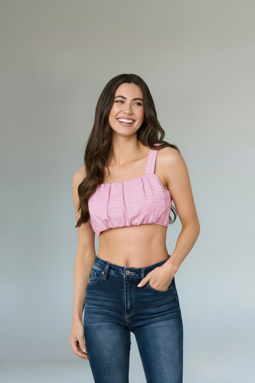 Ruched Crop Tank Top