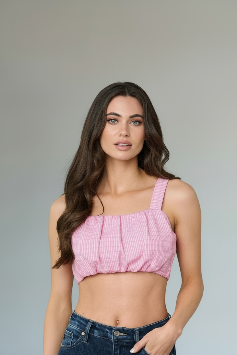 Ruched Crop Tank Top