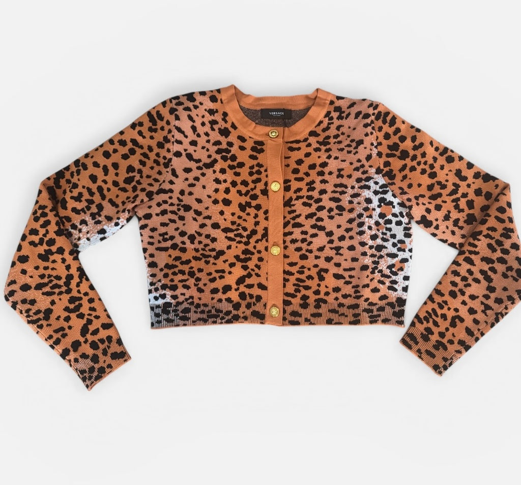 Animal Print Cropped Cardigan