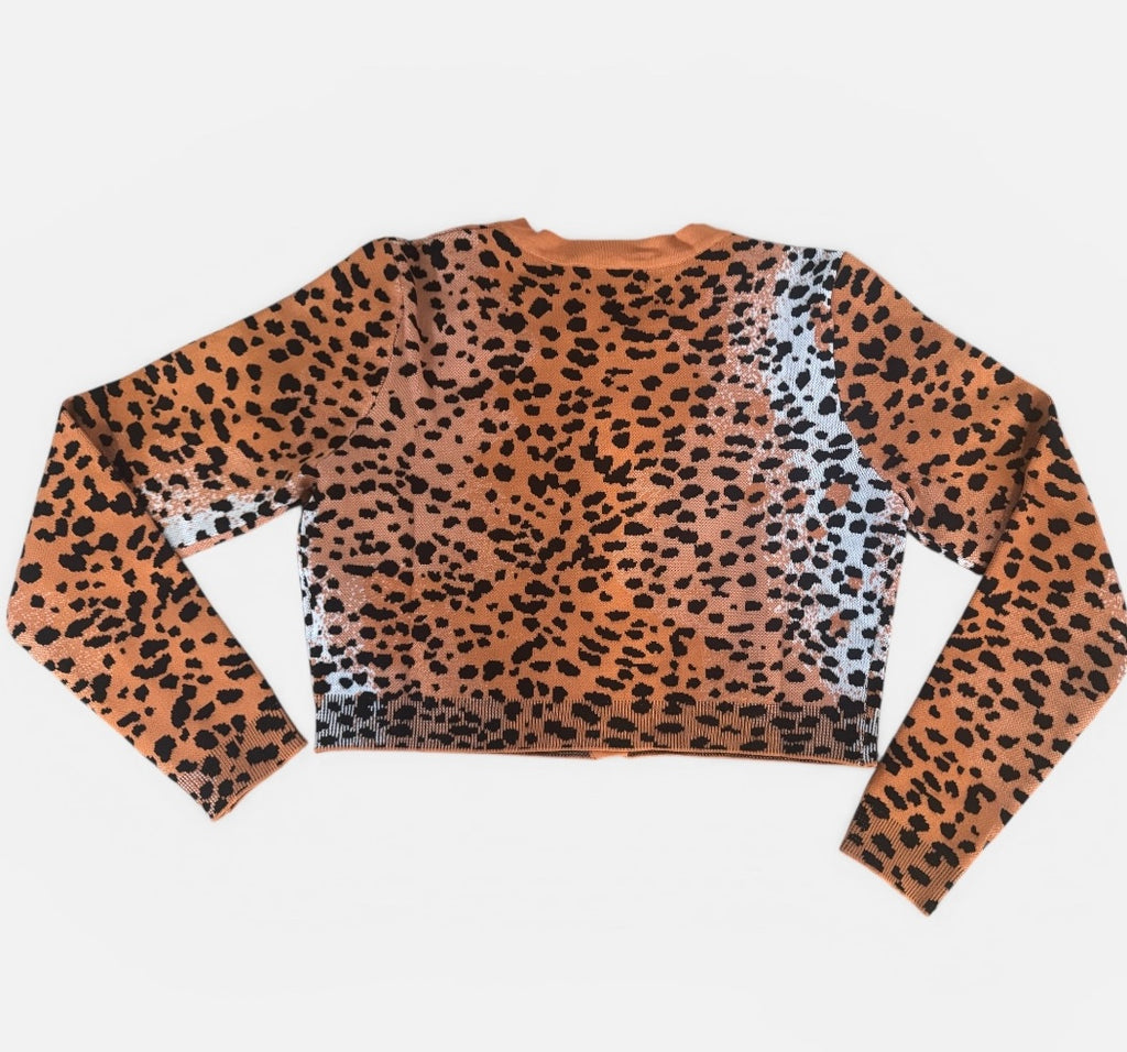 Animal Print Cropped Cardigan
