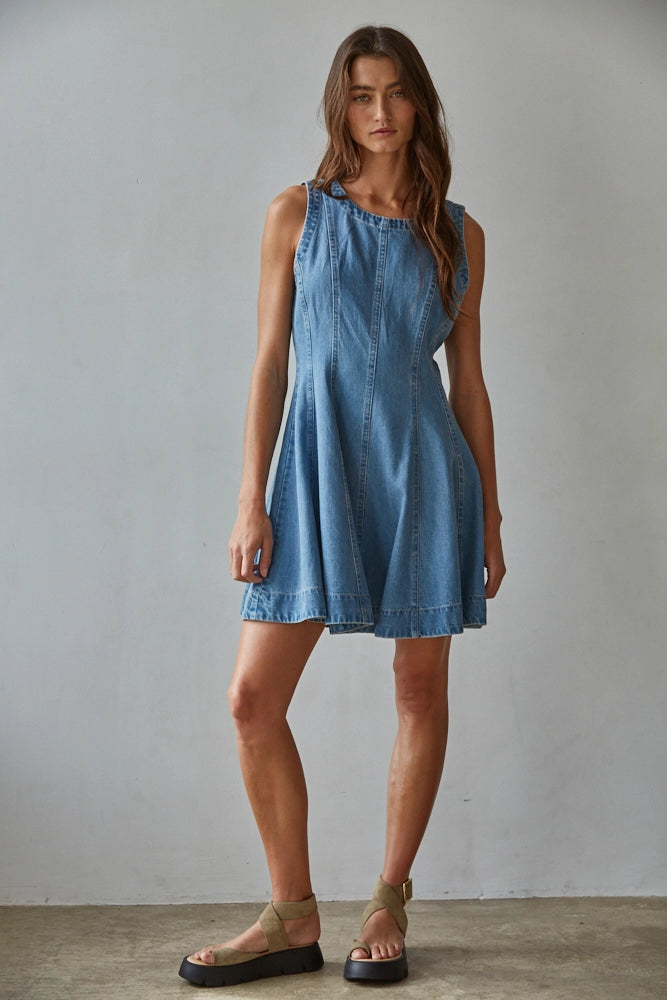 Denim Sleeveless Mini-Dress