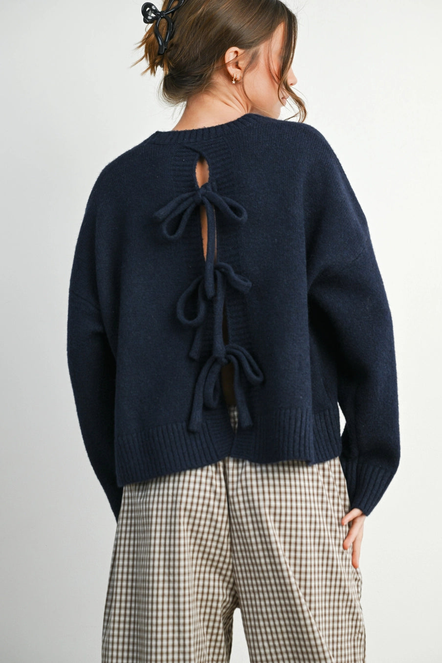 Cropped Tie-Back Sweater