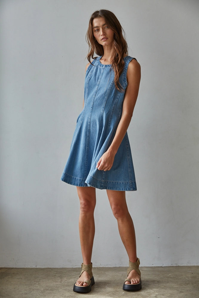 Denim Sleeveless Mini-Dress