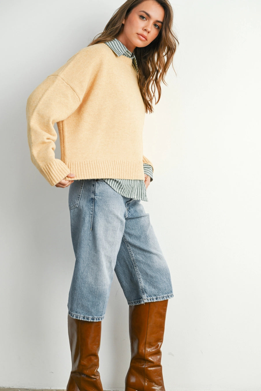 Cropped Tie-Back Sweater