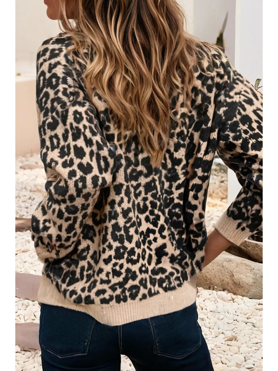 Leopard Chunky Knitted Cardigan Sweater