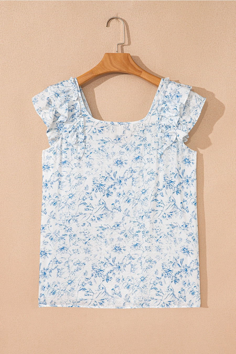 Floral Ruffle Bow-Back Blouse