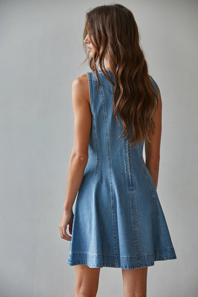 Denim Sleeveless Mini-Dress