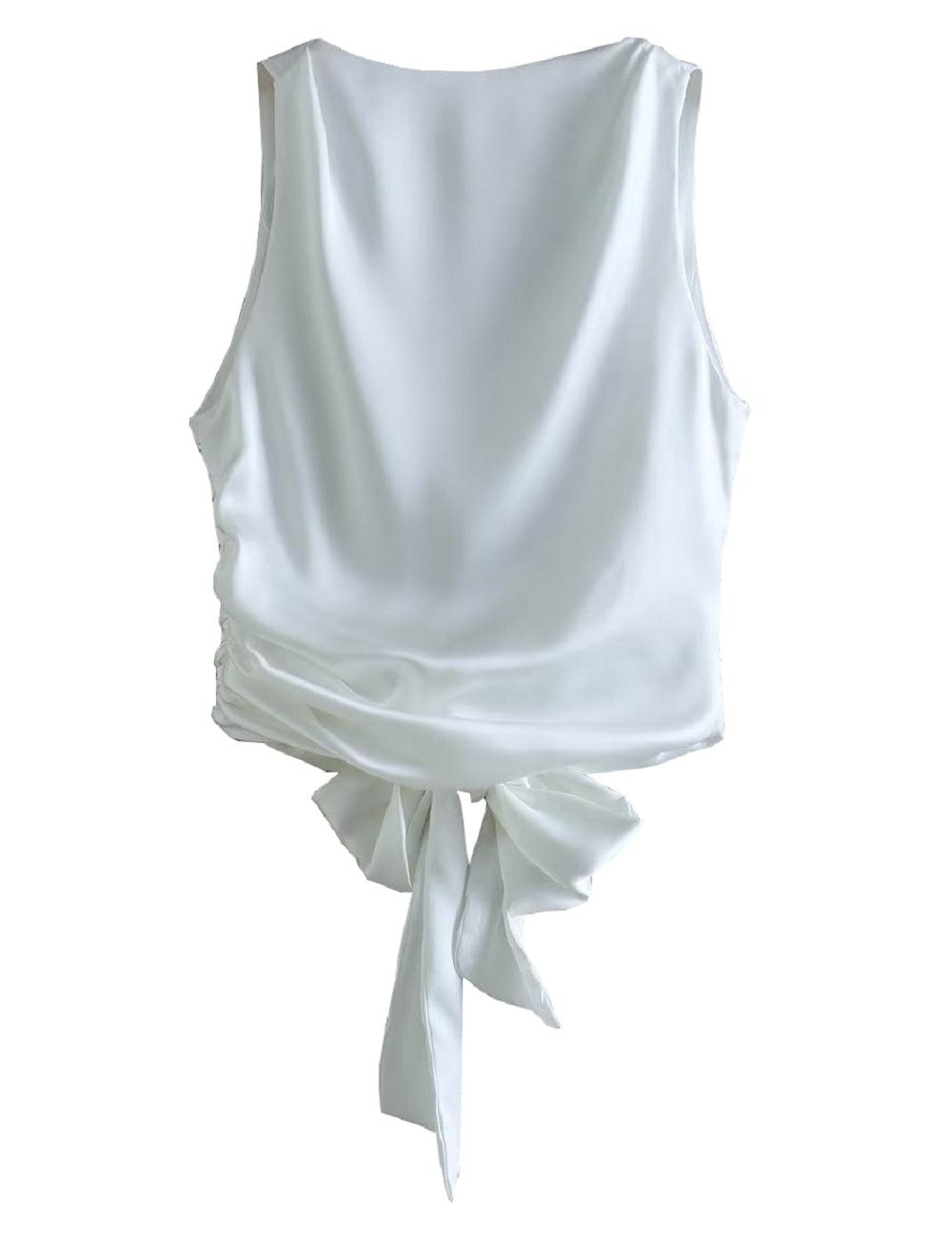 Satin Open Tie Back Top