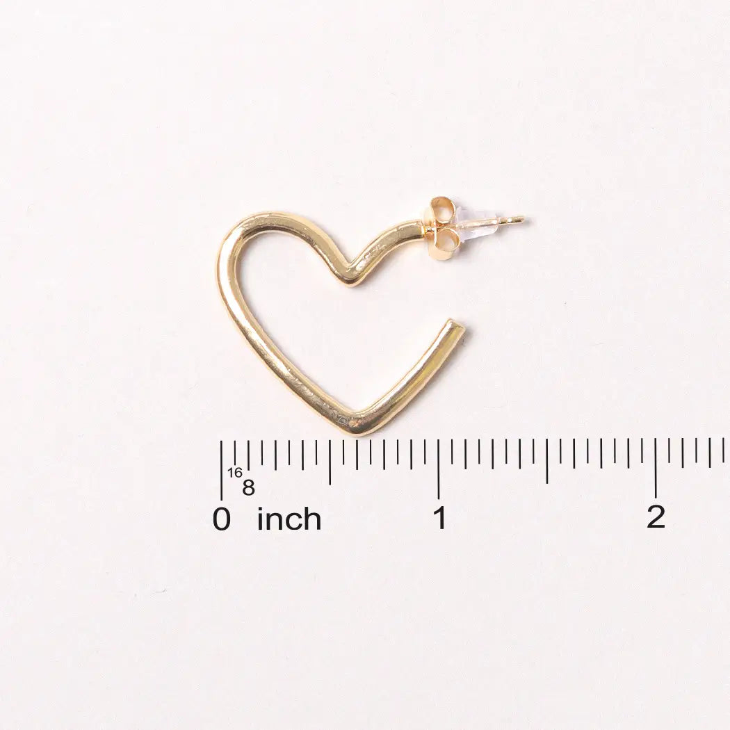 14K Gold-Dipped Heart Hoop Earring