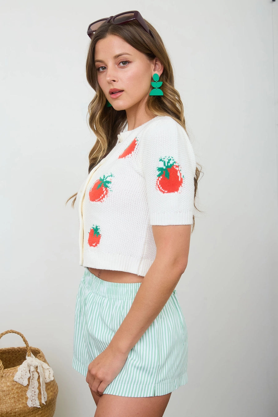 Strawberry Short Sleeve Cardigan