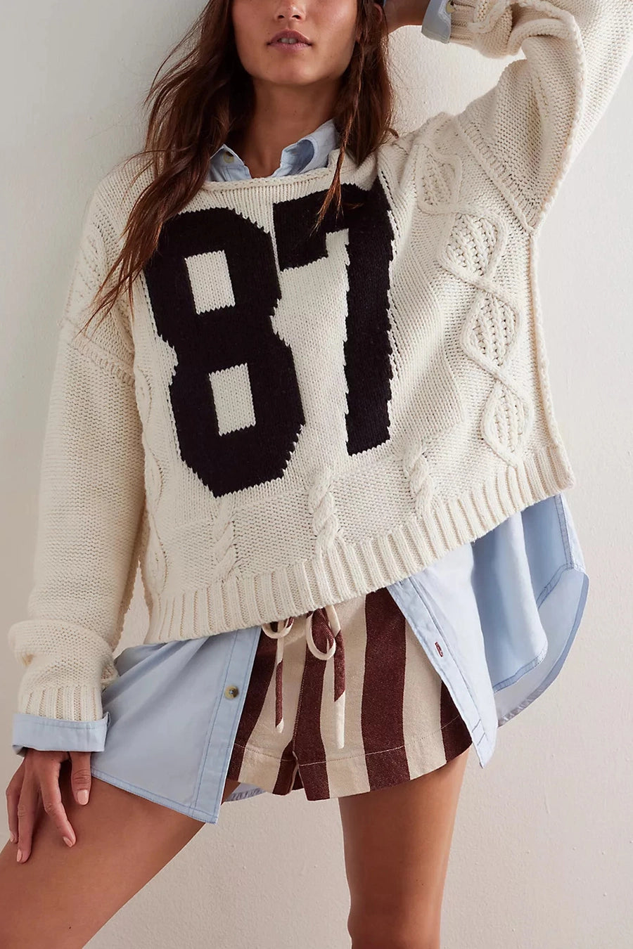Cropped 87 Cable-Knit Sweater
