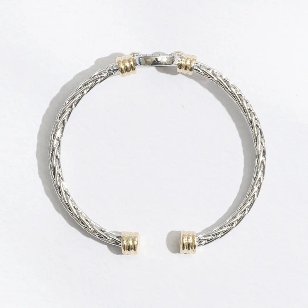 Braided Bangle CZ Cuff Bracelet