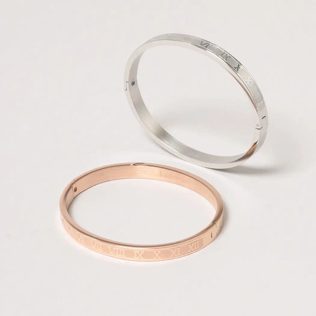 Roman Numeral Engraved Bangle Bracelet