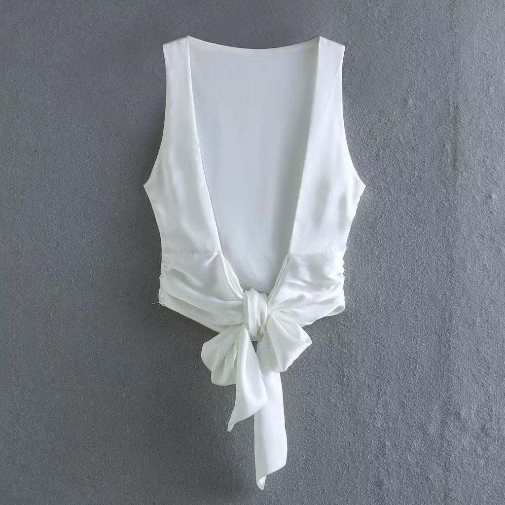 Satin Open Tie Back Top